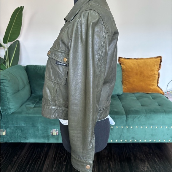 Members Only Vintage Olive Green Leather Jacket - Picture 9 of 16